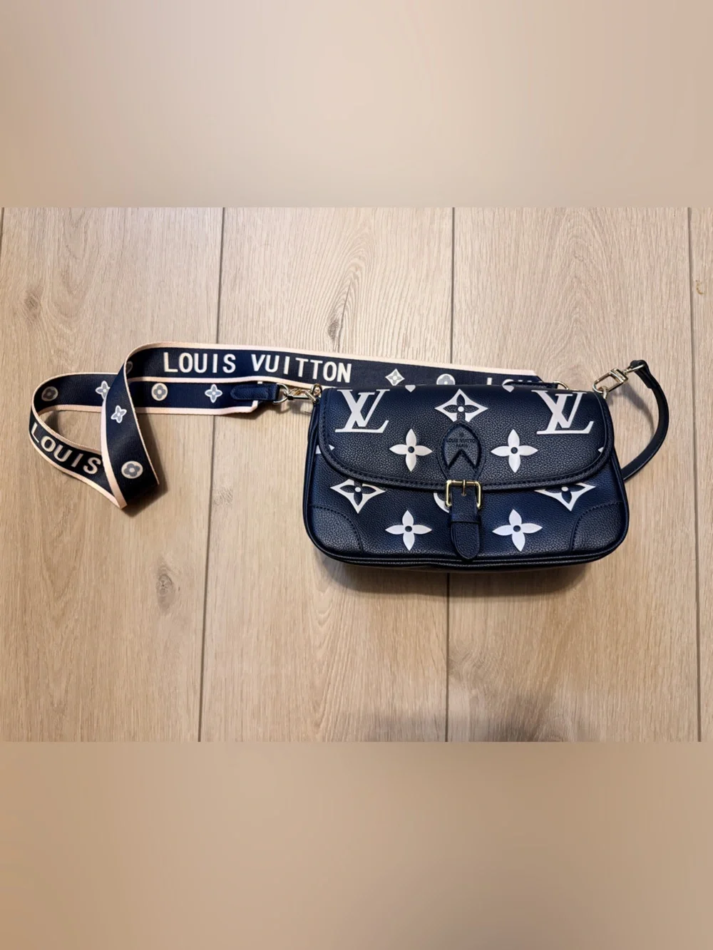 Black & White Monogram Small Flap Crossbody Bag